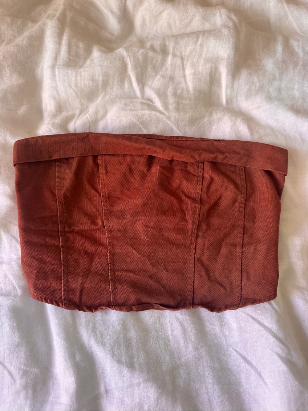 Rust Brown Strapless Bustier Top
